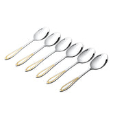 FnS Classic 24 Karat Gold Plated Stainless Steel Baby Spoon (Set of 6) for Home, Dining and Kitchen